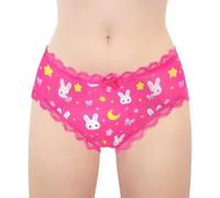 LittleForBig Unisex Hipster Lace Briefs Cheeky Usagi Panties Silky Shaping Tucking Gaff Brief for Crossdressers Transgender Hot Pink M