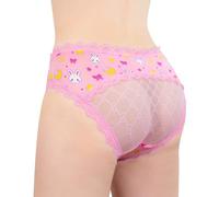 LittleForBig Unisex Hipster Lace Briefs Cheeky Usagi Panties Silky Shaping Tucking Gaff Brief for Crossdressers Transgender Pink L