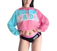 LittleForBig Unisex Pastel Pride Cropped Hoodie Sweatshirt Casual Regular Fit Long Sleeve Drawstring Pink L