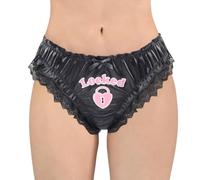 LittleForBig Unisex Satin Lace Hipster Briefs Soft Feminine Panties M Black