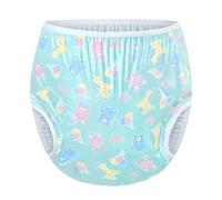 LittleForBig Washable Reusable Waterproof Adult Plastic Pants Pull Up Diaper Cover - Full Print Baby Parade Green S