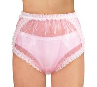 LittleForBig Washable Reusable Waterproof Adult Plastic Pants TPU Pull-On Diaper Cover - Baby Exposed Lace Frill XL