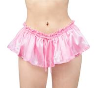 LittleForBig Women Shiny Satin Ruffle Mini Bloomer Skirt Pink XL