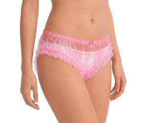 LittleForBig Women's Ladies Reusable Leak-Proof TPU Short - Dolly Pink Plastic Ruffle Panties with Bow, Soft & Waterproof XXXL