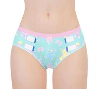 Littleforbig Women's Ladies Silky Underwear Full Print Hipster Briefs Babydoll Baby Parade 'Oopsie' Potty Panties, Green, XXL