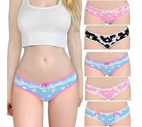 LittleForBig Women's Ladies Soft Cotton Underwear Comfortable Hipster Briefs 5 Pack Panties Set - Bedtime Bunny XS Multicolor