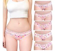 LittleForBig Women's Ladies Soft Cotton Underwear Comfortable Hipster Briefs 5 Pack Panties Set-Usagi Pattern XXXL Pink