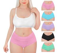 LittleForBig Women's Ladies Soft Cotton Underwear High Waist Wide 'Comfort Waistband' 5 Pack Panties Set Multicolor XS