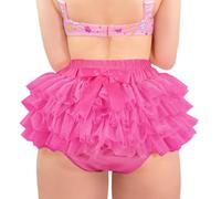 LittleForBig Women's Ladies Soft Mesh Underwear Comfortable Hipster Briefs Ballerina Tutu Skirted Panties Hot Pink XXL