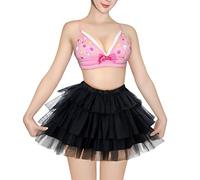 LittleForBig Women's Mesh Tulle Puffy Petticoat Tutu Ballet Bubble Short Ballerina Skirt Black S