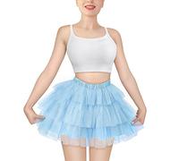 LittleForBig Women's Mesh Tulle Puffy Petticoat Tutu Ballet Bubble Short Ballerina Skirt Blue XL