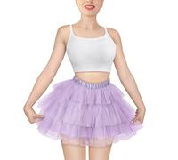 LittleForBig Women's Mesh Tulle Puffy Petticoat Tutu Ballet Bubble Short Ballerina Skirt Purple XL