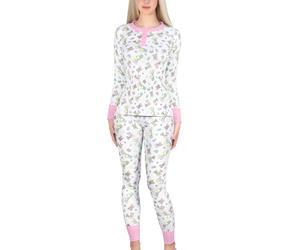 LittleForBig Women's Silky Long Sleeves Cozy Breathable Baby Cuties Pajamas Set Two-Piece Soft Stretchy Sleepwear Pink XXL