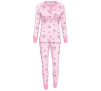 LittleForBig Women's Silky Long Sleeves Cozy Breathable Bunnies & Bows Pajamas Set Two - Piece Soft Stretchy Sleepwear Pink L