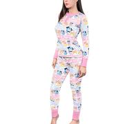 LittleForBig Women's Silky Long Sleeves Cozy Breathable Puppy Love Little Blue Set Two-Piece Soft Stretchy Sleepwear Pink S