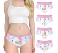 Littleforbig Women's Soft Cotton Hipster Briefs Babydoll Baby Cuties ‘Oopsie’ Potty Pants 4 Pack Panties Set, Pink, XL