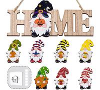 LittleFox 3D Gnome Interchangeable Seasonal Welcome Sign (Upgrade Designed) DIY with 8pcs Detachable Magnet Holiday Icons, Great for Rustic Farmhouse Decor or Housewarming Gift.