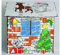 LITTLEFUN Kid's Foldable Cardboard Playhouse Kit Premium Paper Corrugated DIY Painting Imagination Training Toy Play House Child (Christmas Cottage)
