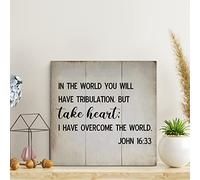 LITTLEGROVE SEEDS In The World You Will Have Tribulation John 16:33 Wood Signs Scripture Wood Plaque Wall Decorations for Living Room Rustic Wall Art Retro Kitchen Wall Hanger 10x10in