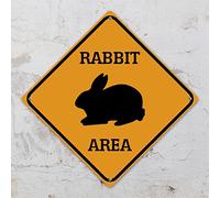 LITTLEGROVE SEEDS Warning Rabbit Bunny Area Metal Tin Sign Farm Animals Caution Crossing Xing Street Sign Yellow Diamond Shape Funny Metal Sign For Indoor Outdoor Highway15x15in