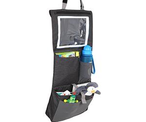 LittleLife Car Seat Organiser For Children In Back Seat Will Fit All iPads With Touchscreen Window, Multiple Pockets For Bottle, Toy Storage, Water Proof Front Seat Protector