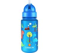 LittleLife Children's Water Bottle With Easy-Access Lid & Straw, 400ml, Blue Dinosaurs