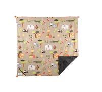 LittleLife Portable Travel Play Mat | Waterproof Playmat for Babies | With Peg Points and Sand Pockets, ideal for Beach Days, Picnics and Camping Holidays, 1.5m x 1.5m, Safari Animal Theme