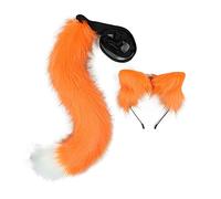 LittleLuluda Cosplay Furry Wolf Cat Fox Tail and Ears Headband Set Costume Accessories (Orange)