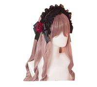 LittleLuluda Lace Headband Lolita Maid Rose Flower Headdress Ornaments Ribbon Vintage Cosplay Party Hair Accessories (Black)