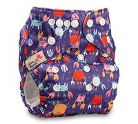 Littles & Bloomz, Reusable Pocket Cloth Nappy, Fastener: Popper, Set of 1, Pattern 8, with 1 Bamboo Insert