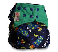 Littles & Bloomz, Reusable Pocket Real Cloth Nappy Washable Diaper Bamboo Charcoal, Pattern 33, with 2 Microfibre Inserts