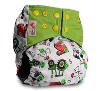 Littles & Bloomz, Reusable Pocket Real Cloth Nappy Washable Diaper Bamboo Charcoal, Pattern 9, with 1 Microfibre Insert