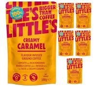 Little's Creamy Caramel Flavoured Ground Coffee, 6 Pack (100g Pouch x 6) - Rich & Smooth Ground Coffee, Infused With Vanilla Flavour - Vegan Friendly, Low Calories, No Added Sugar