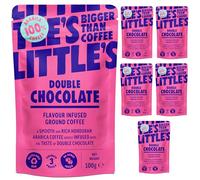Little's Double Chocolate Flavoured Ground Coffee, 6 Pack (100g Pouch x 6) - Rich & Smooth Ground Coffee, Infused With Vanilla Flavour - Vegan Friendly, Low Calories, No Added Sugar