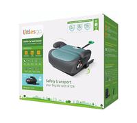 Littlesgo IFix Booster Seat, i-Size ISOFIX Car Seat, for Child from 125-150cm (3-12 Years, Group 2/3), Portable, Triple Foam Layers for Comfortable Travel, ECE R129, Green-Grey, 1 Pack