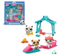 BANDAI - Littlest Pet Shop - Pack Set Snow Day 3 Animals and Accessories - Pet Shop LPS Husky, Bear, Leopard - Toy Set with Cute Mini Animal Figures - Toy for Children from 4 Years - BF00534