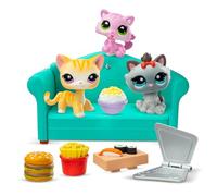 Littlest Pet Shop - Special Dinner Set with 3 Animals and Accessories - Littlest Pet Shop LPS Cat Sushi Set - Mini Animal Figures Play Set - Toy for Children from 4 Years - BF00636