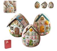 Littlestplanet Patchwork Felt Egg House DIY Kit, DIY Patchwork Felt Egg House Chick House Craft Kit with Material Package, Home Easter Eggs Ornaments with DIY Material Package (All Mix)