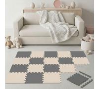 LittleTom 18 Pieces Baby Play Mat for Newborns from Day 1-30x30 cm EVA Foam Tiles with Border - Soft Crawling Surface for Toddlers - Puzzle Floor Squares for Kids Non-Slip Play Area Indoor & Outdoor