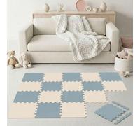 LittleTom 18 Pieces Baby Play Mat for Newborns from Day 1-30x30 cm EVA Foam Tiles with Border - Soft Crawling Surface for Toddlers - Puzzle Floor Squares for Kids Non-Slip Play Area Indoor & Outdoor
