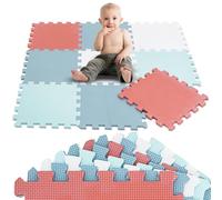 LittleTom 9-Pieces Baby Play Mat - 30x30 cm/ 11.8x11.8 in - Soft Foam Interlocking Tiles - EVA Sensory Mat for Crawling Toddlers - Indoor & Outdoor Use - Plasticizer-Free Floormats for kids
