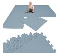 LittleTom Kids Play Mat Blue - 8 EVA Floor Tiles 50 x 50 cm - Activity Playmat 200x100 cm for Children - Foldable Foam Rug for Toddlers BPA-Free - Interlocking Puzzle Squares - Padded Playpen Carpet