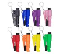 LittleVoleSherry 8 Pcs Window Breaker Seatbelt Cutter, 3 in 1 Glass Breaker and Seatbelt Cutter & Survival Whistle, Car Window Breaker Tool Keychain Car Escape Tool Applicable to All Cars, Green