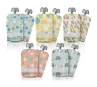 LittleWhispers Reusable Baby Food Pouches - Refillable with Applesauce, Yogurt, Fruit Puree, Smoothie - 10 Pack - Toddler & Kids Squeeze Pouch