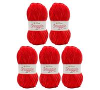 LittleWoolShop Snuggle Puff Chunky Chenille Yarn 100g - 100% Supersoft Polyester (Cherry Bomb 1010, Pack of 5)