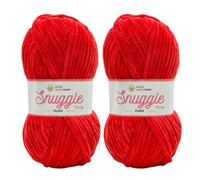 LittleWoolShop Snuggle Puff Chunky Chenille Yarn 100g - 100% Supersoft Polyester (Cherry Bomb 1010, Pack of 2)