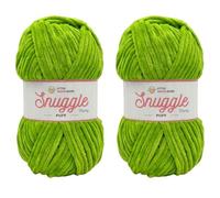 LittleWoolShop Snuggle Puff Chunky Chenille Yarn 100g - 100% Supersoft Polyester (Lime Burst 5988, Pack of 2)