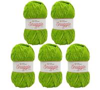 LittleWoolShop Snuggle Puff Chunky Chenille Yarn 100g - 100% Supersoft Polyester (Lime Burst 5988, Pack of 5)
