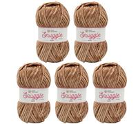 LittleWoolShop Snuggle Puff Chunky Chenille Yarn 100g - 100% Supersoft Polyester (Walnut Whip 885, Pack of 5)