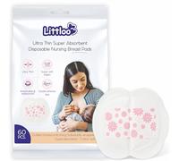Littloo Ultra Thin Disposable Nursing Breast Pads | Super Absorbent, Individually Wrapped, Leak-Proof & Soft | Lightweight, Waterproof & Breathable - 60 PCS